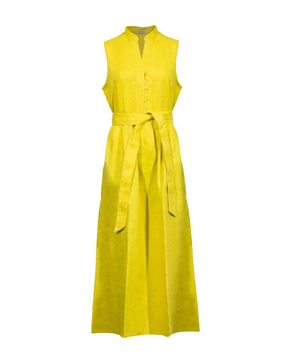 Purotatto Sleeveless Yellow Linen Maxi Dress BLU'S Purotatto Sleeveless Yellow Linen Maxi Dress BLU'S