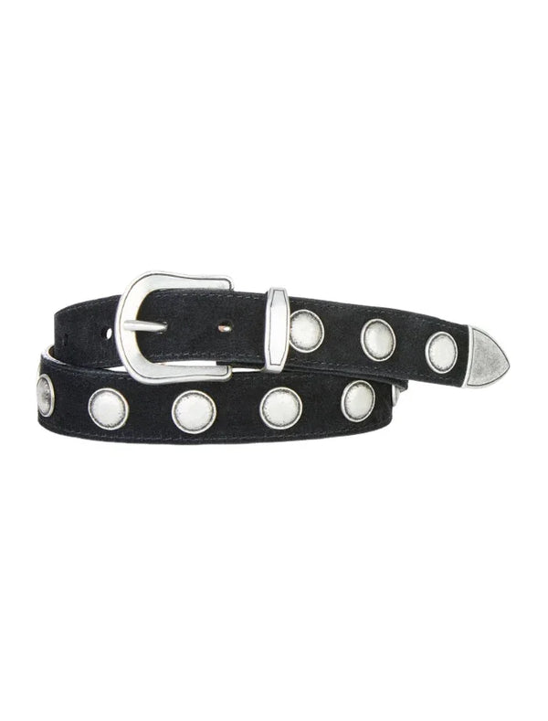 Brave Leather Sezim Black Suede Belt With Studs – BLU display picture 1