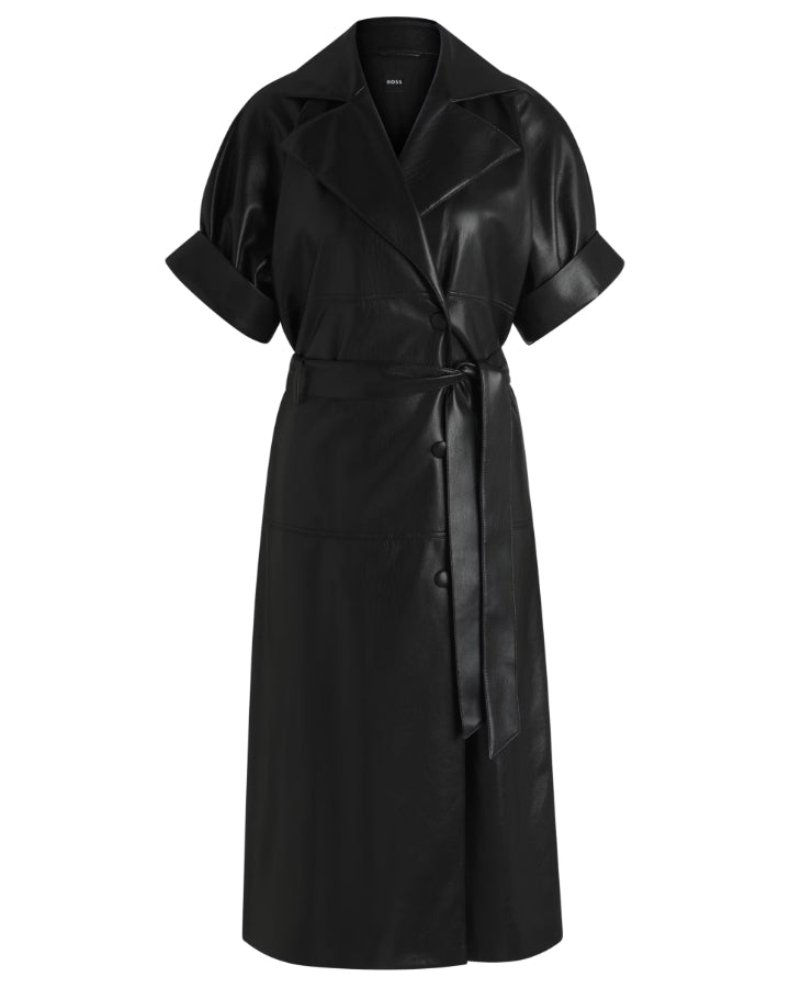 hugo boss black leather dress Hugo Boss Drumialda Leather V-Neck Sleeveless Virgin Wool Midi Dress at Hamilton Place in Chattanooga, TN