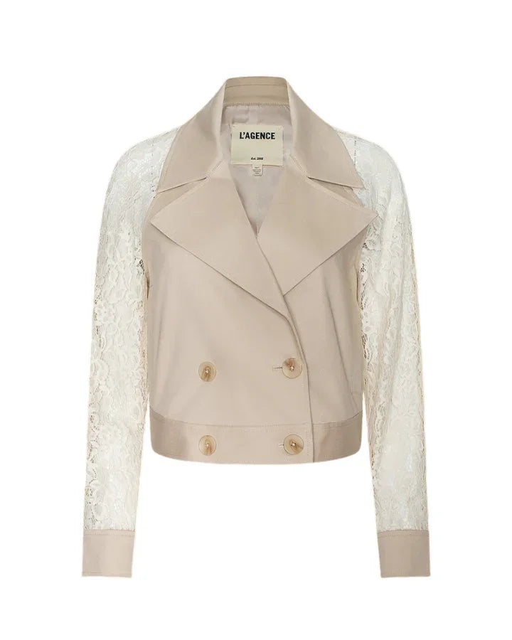L'Agence Novelle Lace Sleeve Trench Jacket – BLU'S