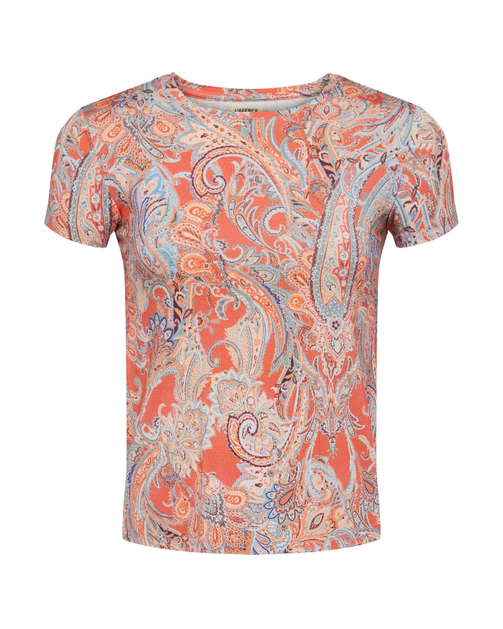Stetson Orange Paisley Long-Sleeve Pearl Snap Western Shirt