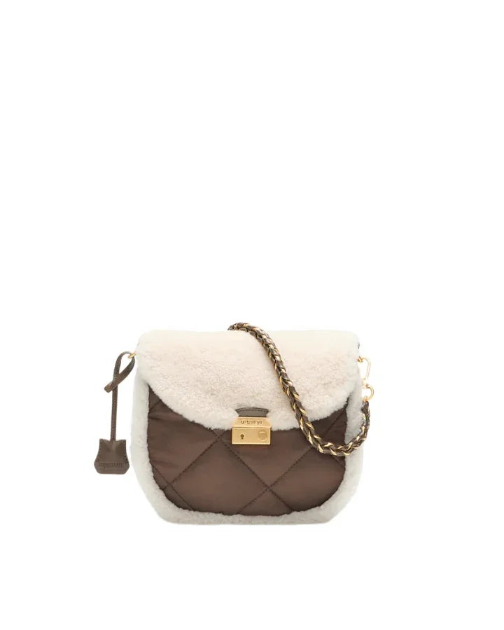 MZ Wallace Shearling Walnut Crosby Lock Saddle Crossbody Bag – BLU'S