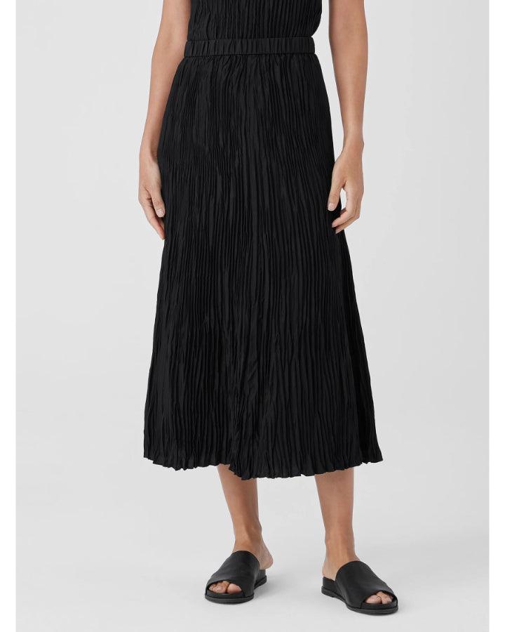 Eileen Fisher Pleated Crushed Silk Maxi Skirt