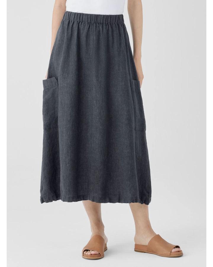 Eileen Fisher Washed Organic Linen Délavé Cargo Skirt