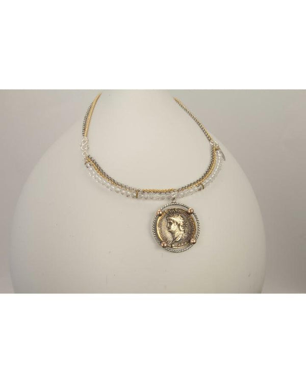 Karyn Chopik - Karyn Chopik Crystal Roman Coin Necklace