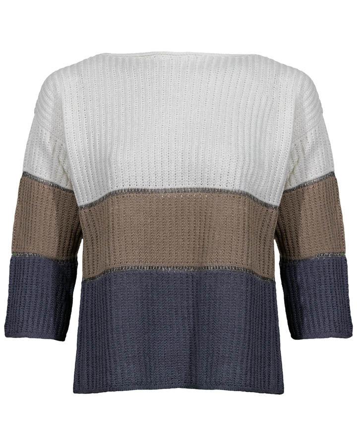 Tonet - Tonet Color Block 3/4 Sleeve Sweater
