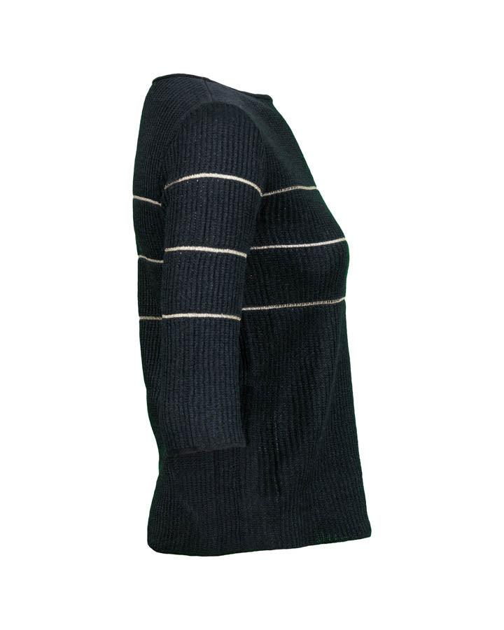 Tonet - Tonet Stripe Detail 3/4 Sleeve Sweater