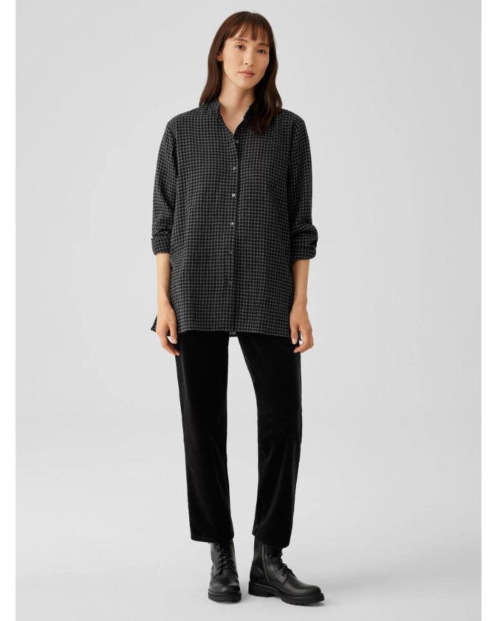 Eileen Fisher - Check Print Mandarin Collar Shirt