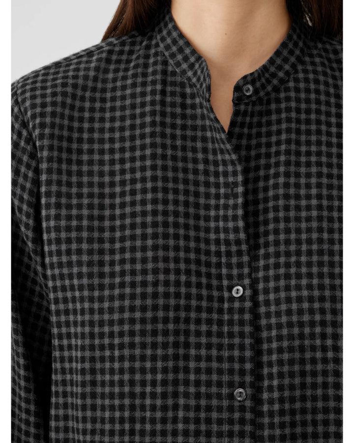 Eileen Fisher - Check Print Mandarin Collar Shirt