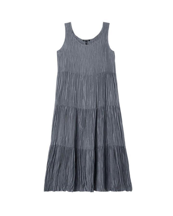 Eileen Fisher Crushed Silk Tiered Dress – BLU'S
