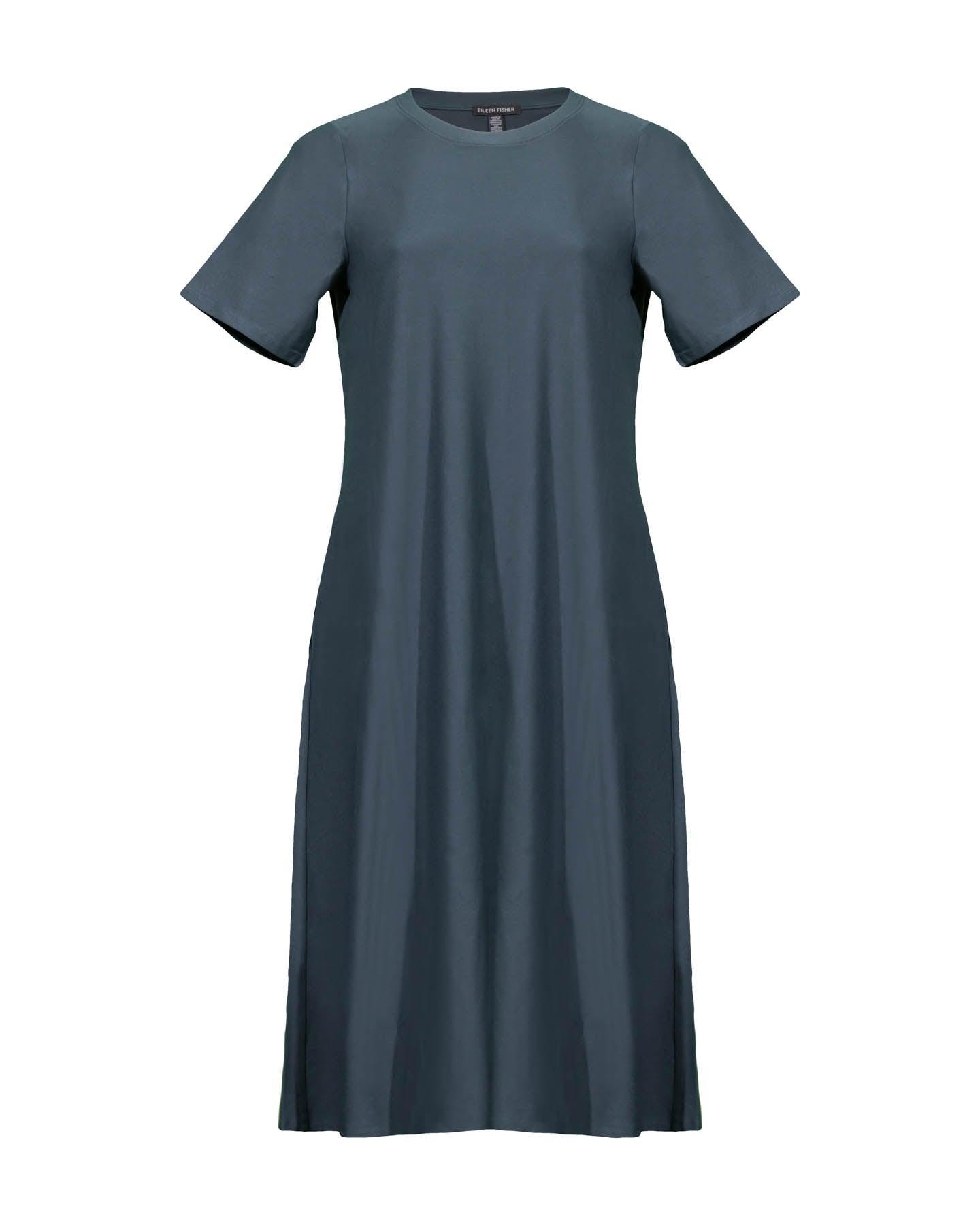 Eileen Fisher Viscose Jersey Crew Neck Dress Fongt BLU'S Eileen Fisher Viscose Jersey Crew Neck Dress Fongt BLU'S