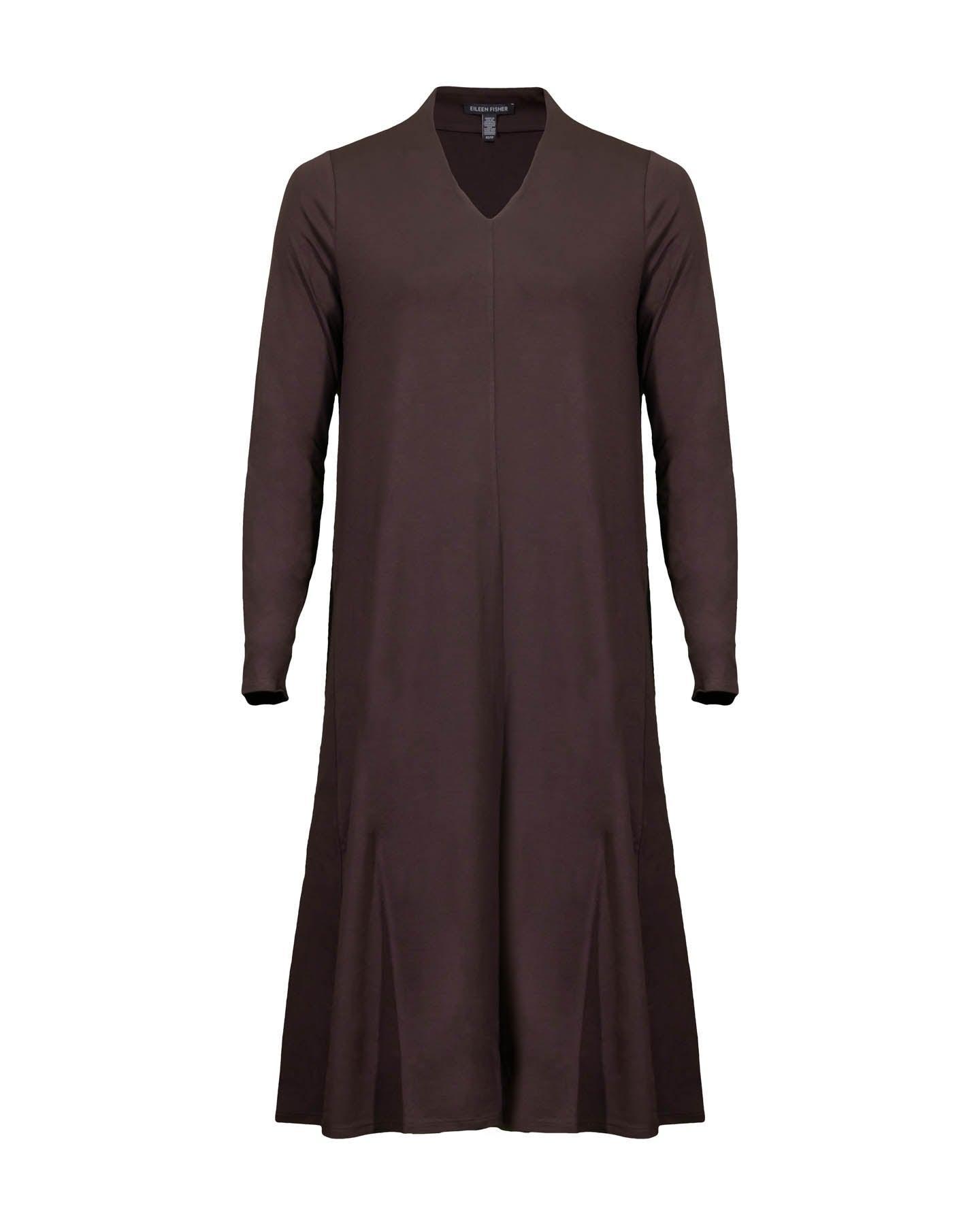 Eileen Fisher Viscose Jersey V-Neck Dress Brownstone BLU'S Eileen Fisher Viscose Jersey V-Neck Dress Brownstone BLU'S