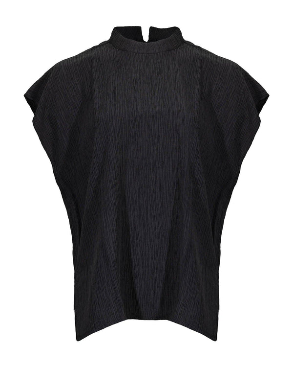 Eileen Fisher Woven Plisse Mock Neck Top