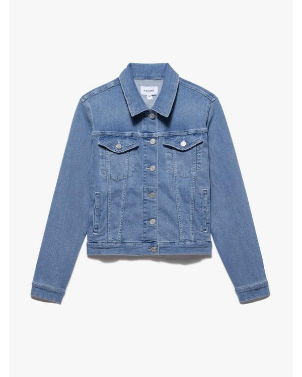 Cuff Frame Jean Jacket Blue Chore Denim Jacket By FRAME On Sale