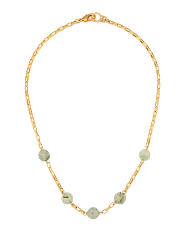 French Kande - Gold Loire Chain Green Prehinite Necklace