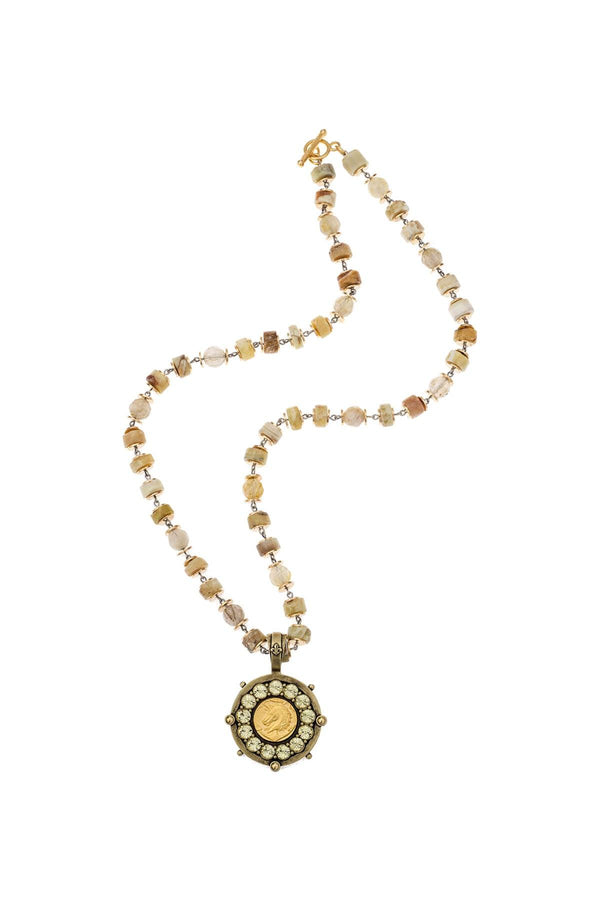 French Kande - Sun Opal Mix Medal Necklace