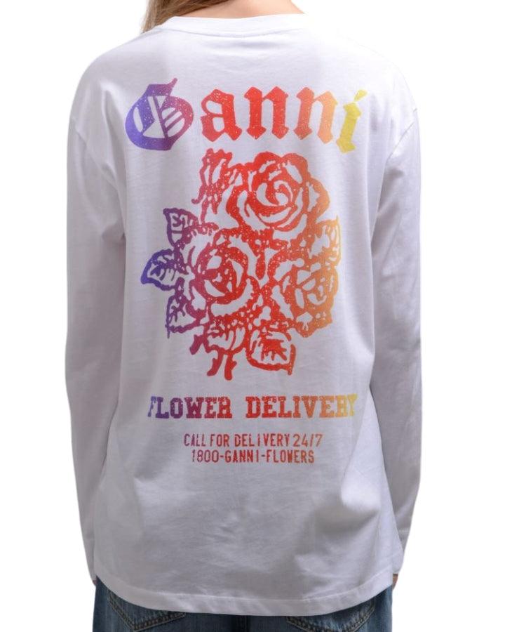 Ganni - Long Sleeve Logo Print T-Shirt