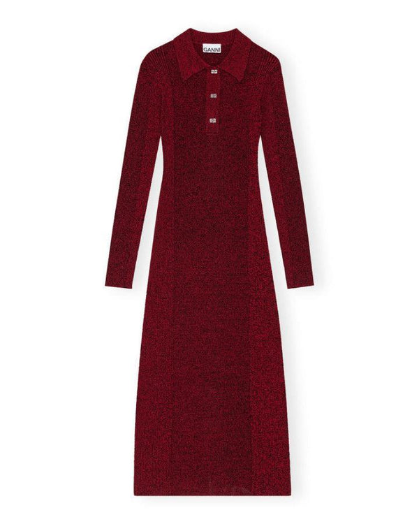 Melange Rib Long Sleeve Polo Dress BLU'S Melange Rib Long Sleeve Polo Dress BLU'S