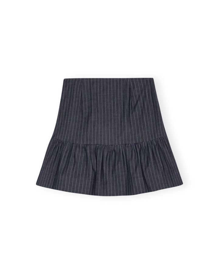 Ganni - Pinstripe Flounce Mini Skirt