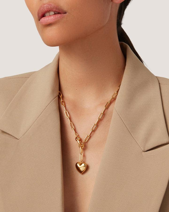 JENNY BIRD - Puffy Heart Gold Chain Necklace