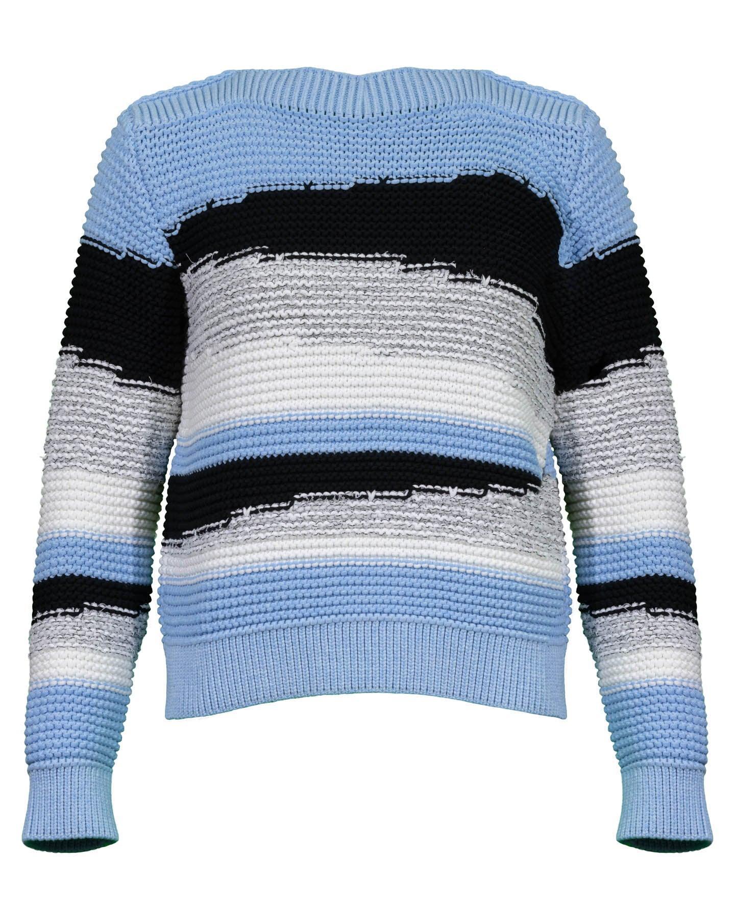 Marc Cain Chunky Cotton Asymmetrical Stripe Sweater – BLU