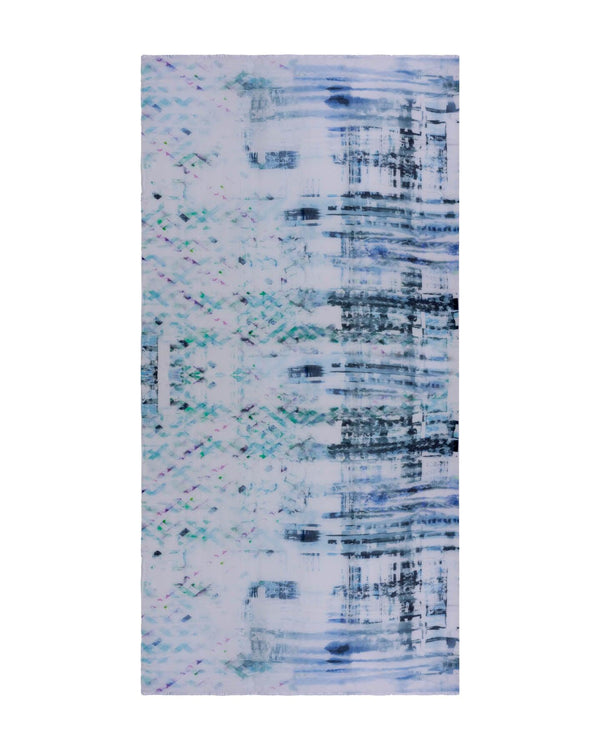 Tilo - White Blue Print Scarf