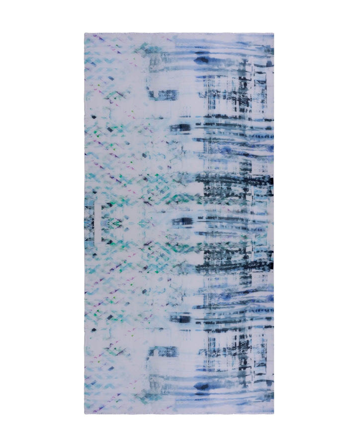 Tilo - White Blue Print Scarf