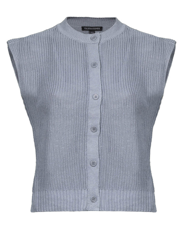 XXS GREYSTONE Eileen Fisher Organic Linen Cotton Cord Vest