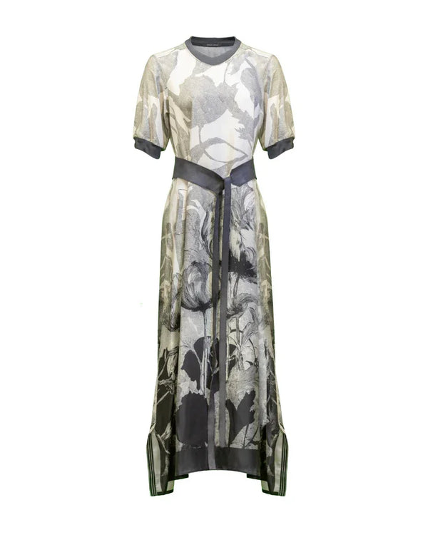 beate maxi dress 36 / BLACK CREAM Beate Heymann Tulip Print Sheer Long Dress