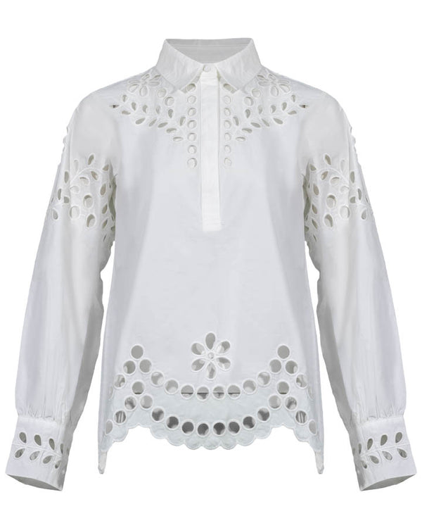 Notshy Cashmere Airam Eyelet Detail Top