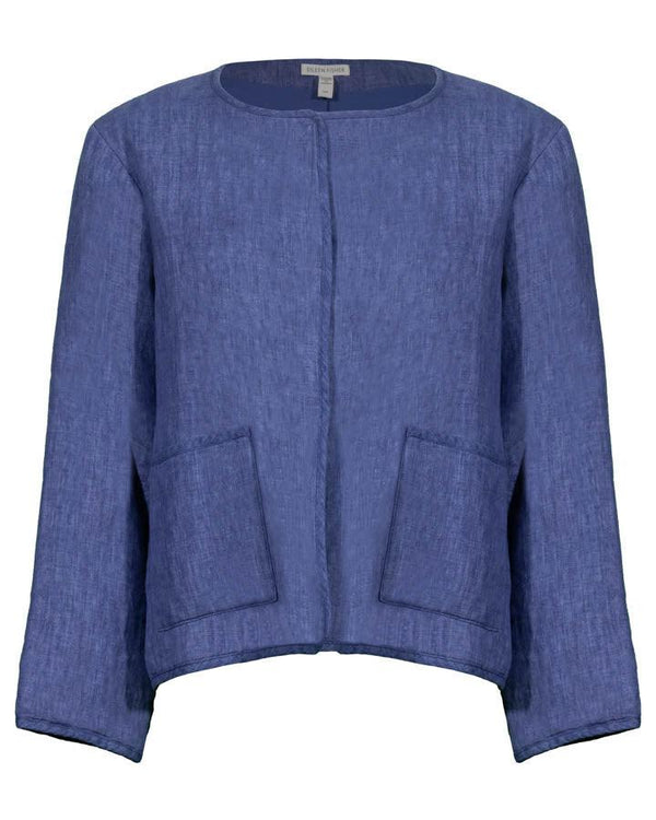 Eileen Fiscer Linen Delave Round Neck Jacket
