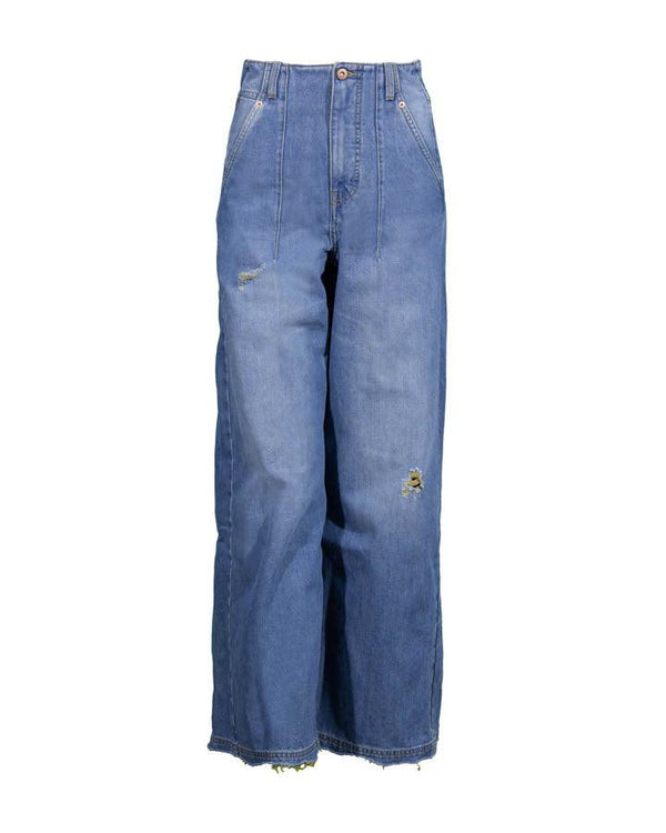 Annette Gortz Wide Leg Frayed Hem Denim Pant
