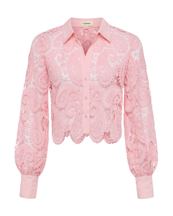 L'Agence Odelia Lace Crop Blouse