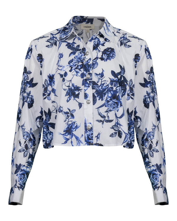 L'Agence Cosette Crop Hi Low Shirt