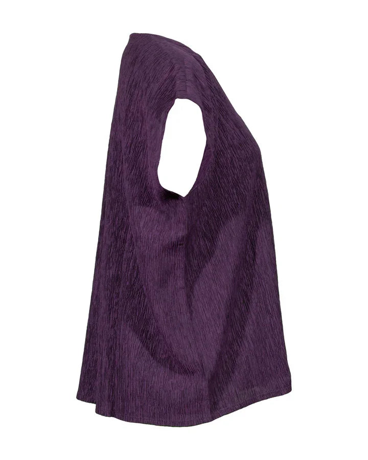 Eileen Fisher  Woven Plisse V-neck Square Top レディース シャツ トップス Blackberry Women's Eileen Fisher Woven Plisse V-Neck Square Top
