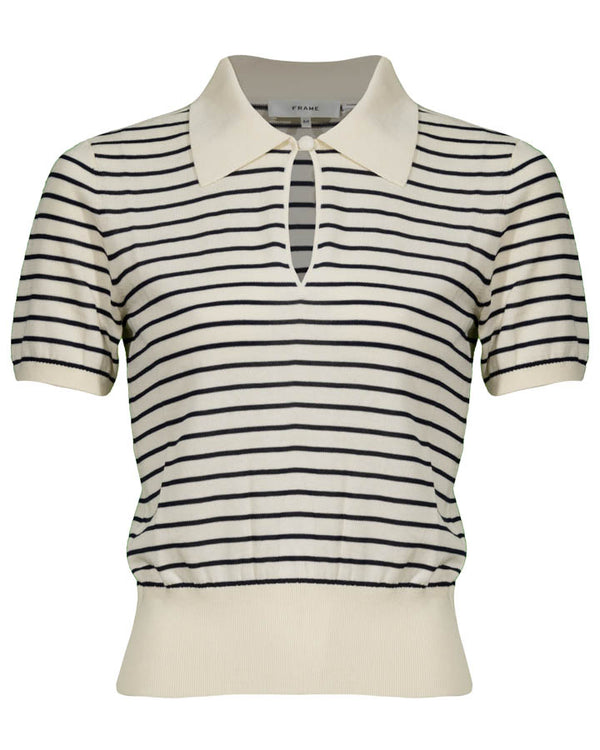 Frame Keyhole Stripe Polo