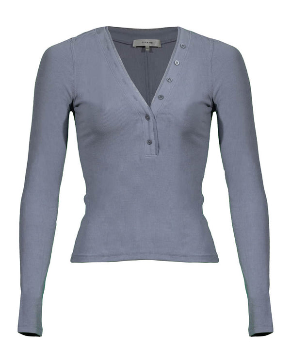 Frame Slinky Rib Henley Pullover