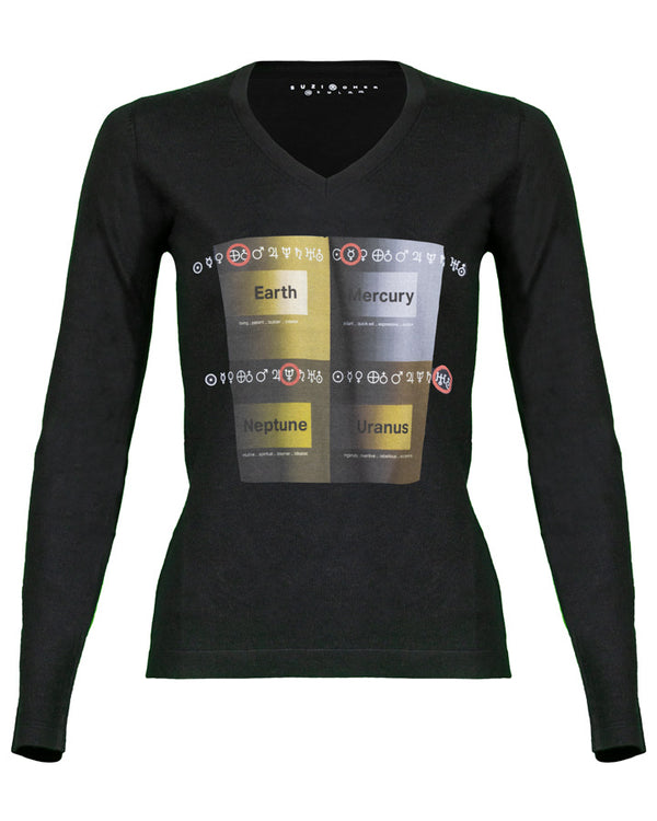 Suzi Roher Planets V-neck Victoria Tee
