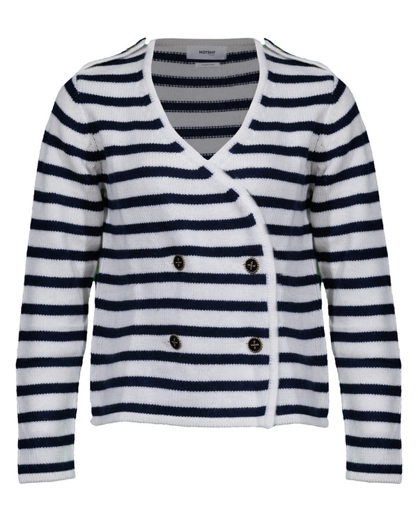 Notshy Cashmere Molly Striped Double Breasted Cardigan