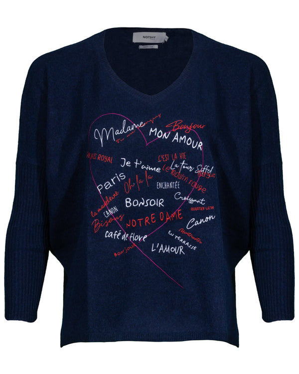 Notshy Cashmere Lilly Graphic Poncho Pullover