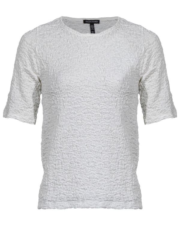 Eileen Fisher Bubble Jacquard Crew Neck Top