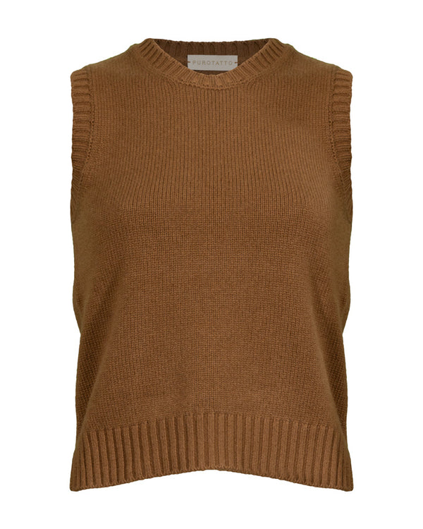 Purotatto Round Neck Sleeveless Cashmere Vest