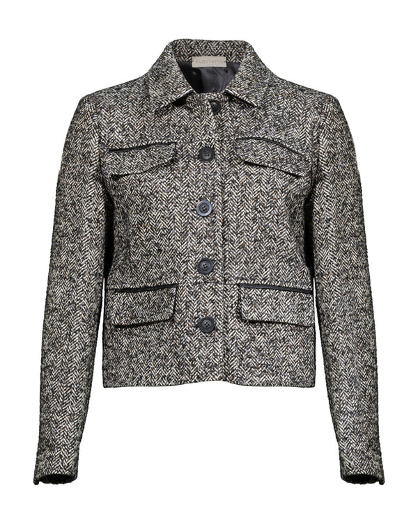 Purotatto Short Tweed Button Front Jacket