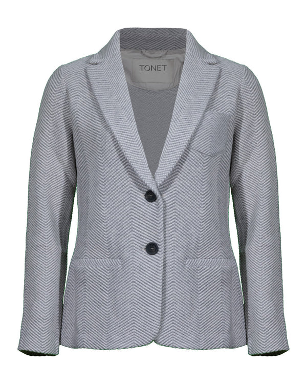 Tonet Fine Chevron Knit Two Button Jacket