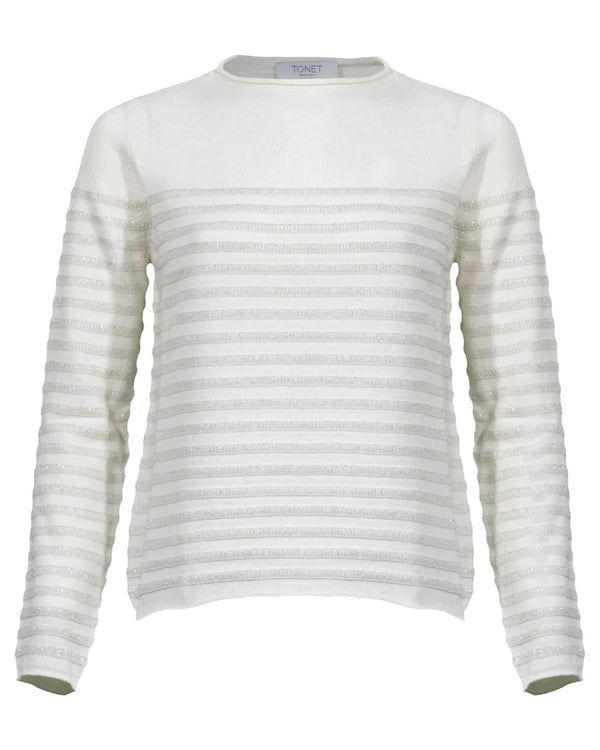 Tonet Long Sleeve Knit With Metallic Stripe