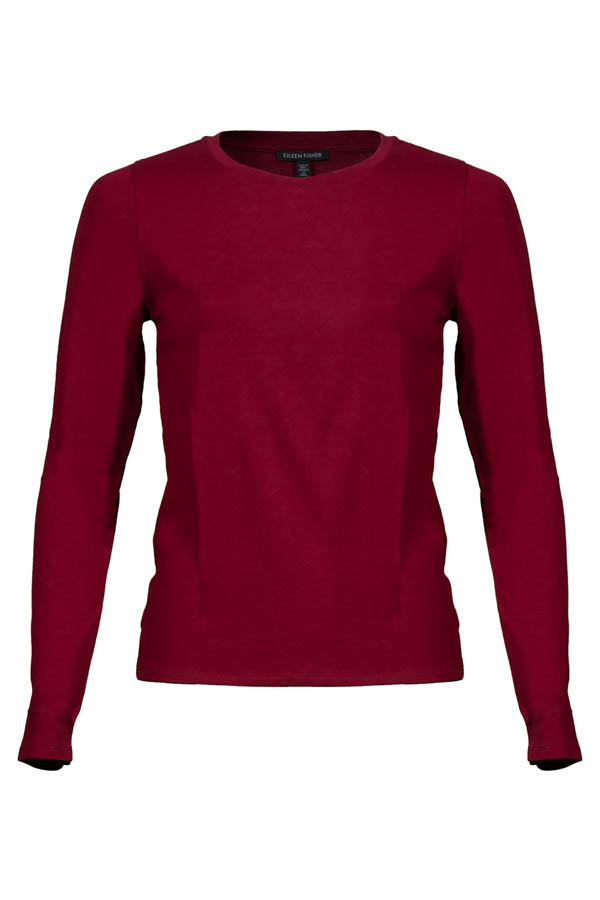 Eileen Fisher Round Neck Sheer Knit Tee