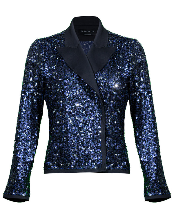 Shan Ariel Sequin Jersey Crop Jacket