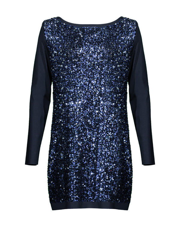 Shan Ariel Sequin Jersey Long Sleeve Dress