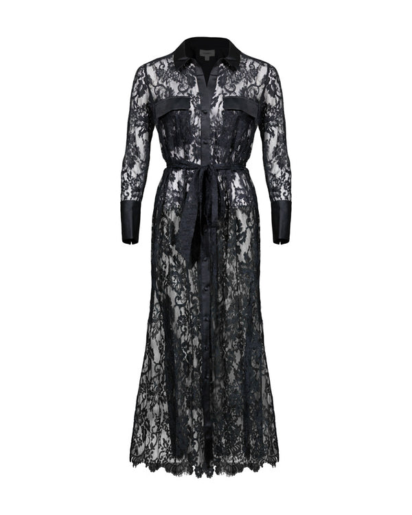 L'Agence Leora Lace Button Down Maxi Dress
