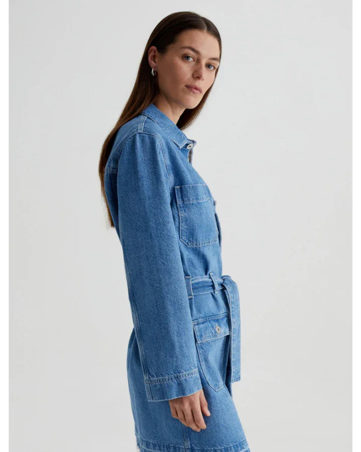 adriano goldschmied denim dress S / CARMEL SHORE Jeans Luisa Mini Shirt Ashton Short Sleeveless Dress Currently Trending Youll live comfortably ever CONDITION:NEW